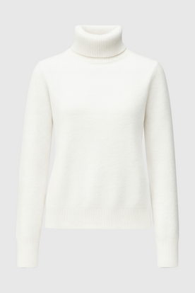 Women's Sweaters : White Fleece Lined Thermal Turtleneck Sweater in White van Vanda Liamo