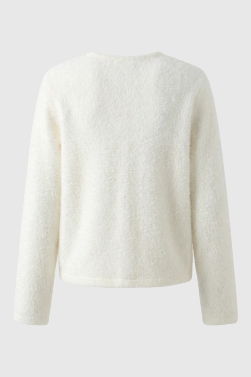 Cardigan : Women's White Knitted Round Neck Cardigan, Long Sleeves in van Vanda Liamo
