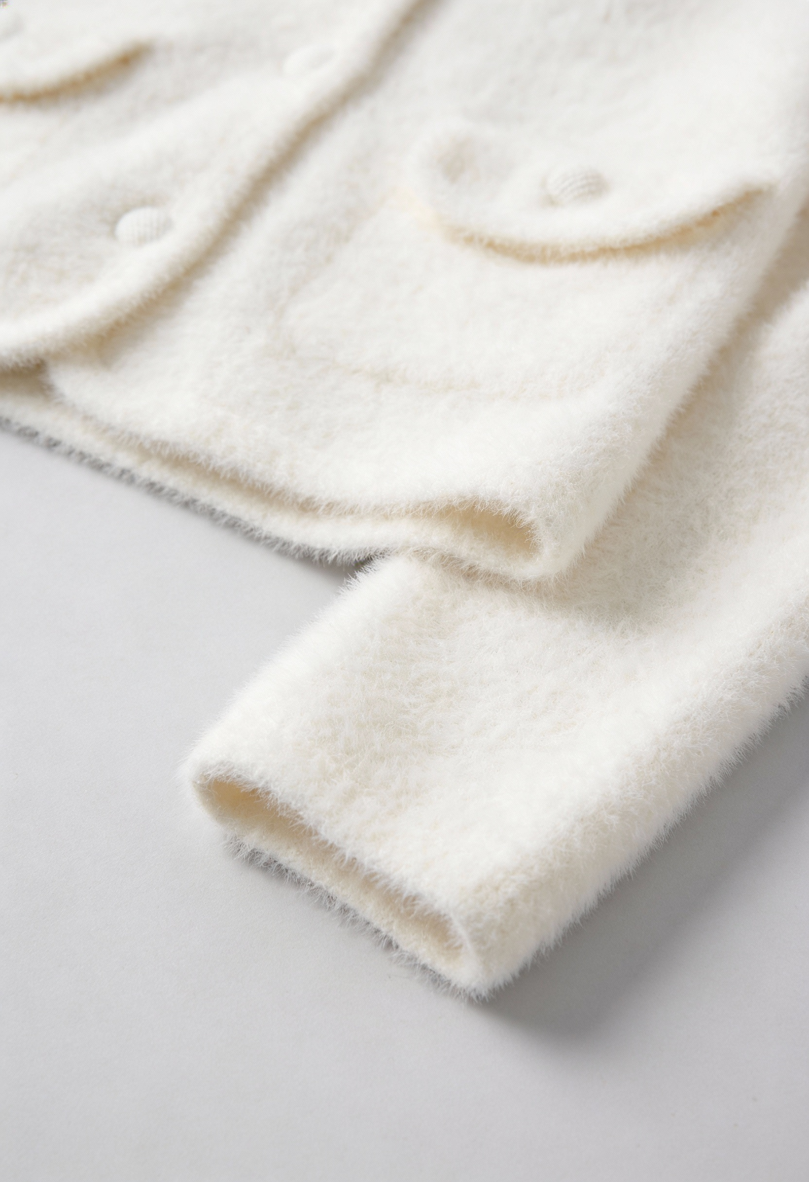 Cardigan : Women's White Knitted Round Neck Cardigan, Long Sleeves in van Vanda Liamo
