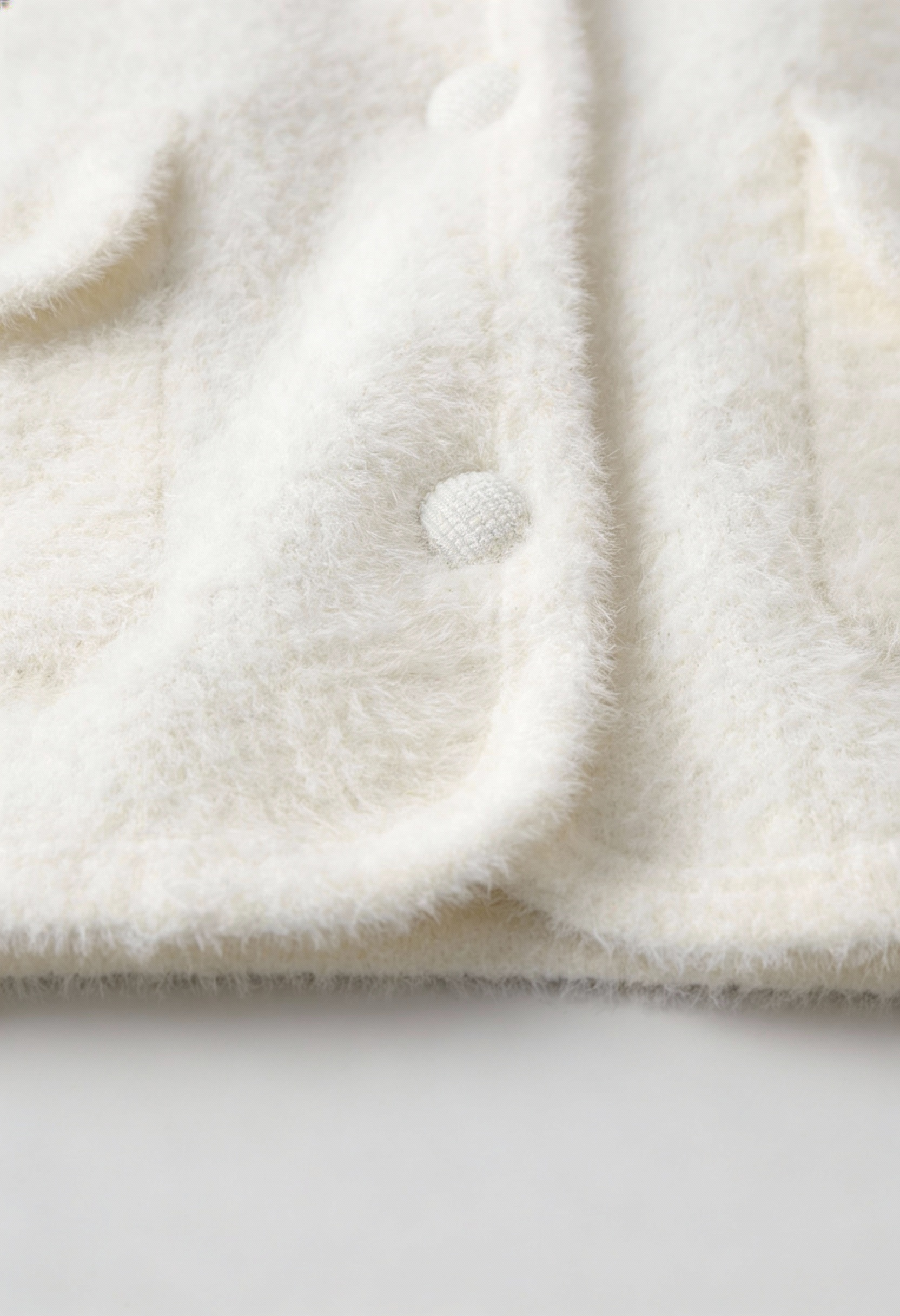 Cardigan : Women's White Knitted Round Neck Cardigan, Long Sleeves in van Vanda Liamo
