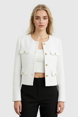 Dames Witte Winter Korte Jas