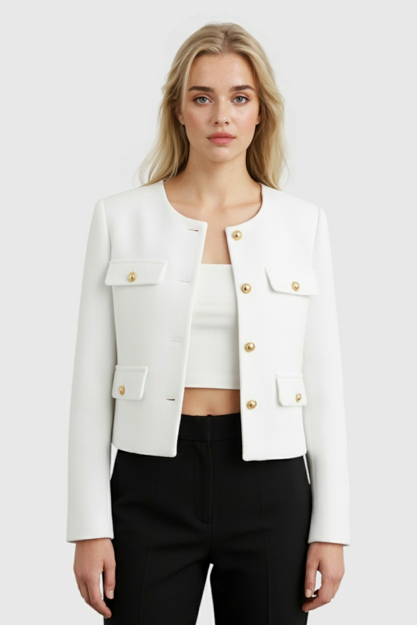 Chaqueta corta de invierno blanca para mujer