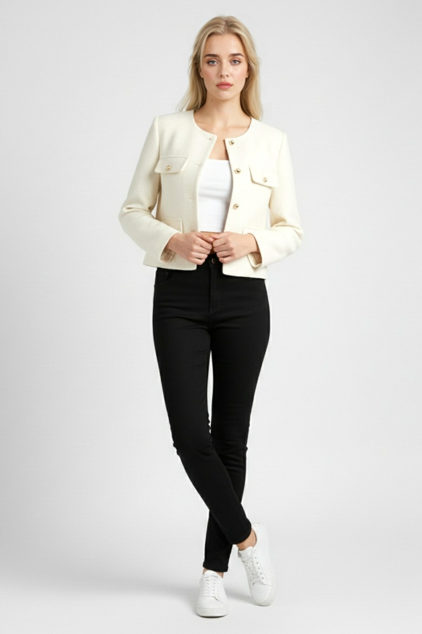 Jacket : Women's White Winter Short Jacket in van Vanda Liamo