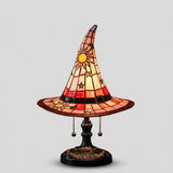 Witch Hat Stained Glass Lamp - Handcrafted Warm Light