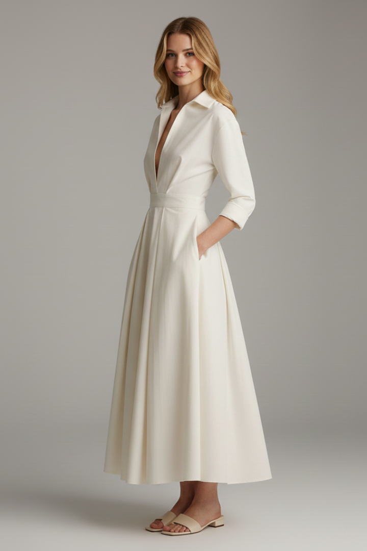 Dress : Women's Midi Dress with Defined Waist in van Vandaliamo