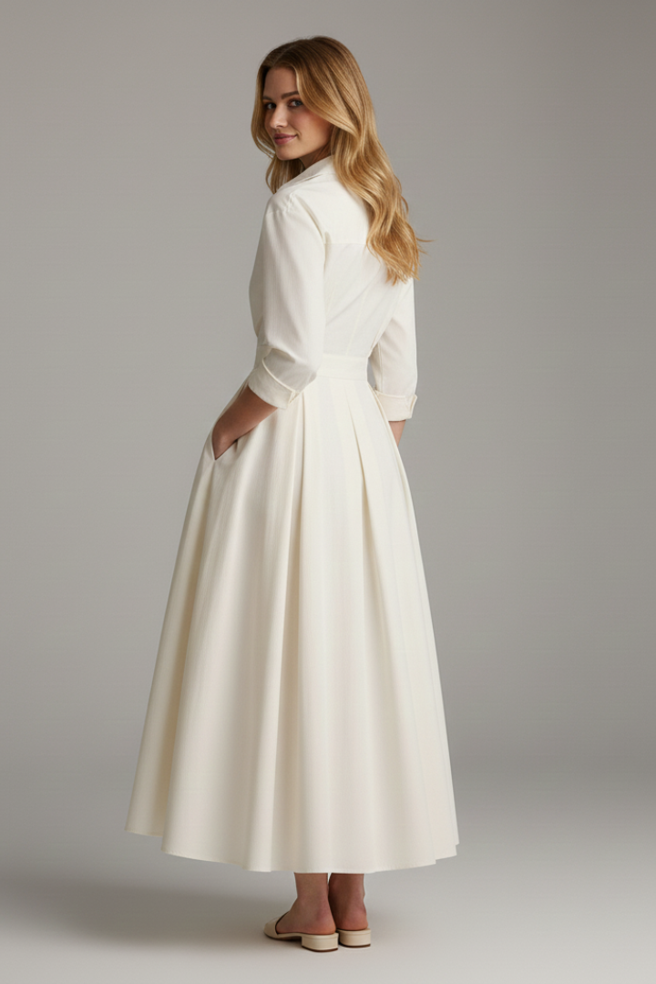 Dress : Women's Midi Dress with Defined Waist in van Vandaliamo