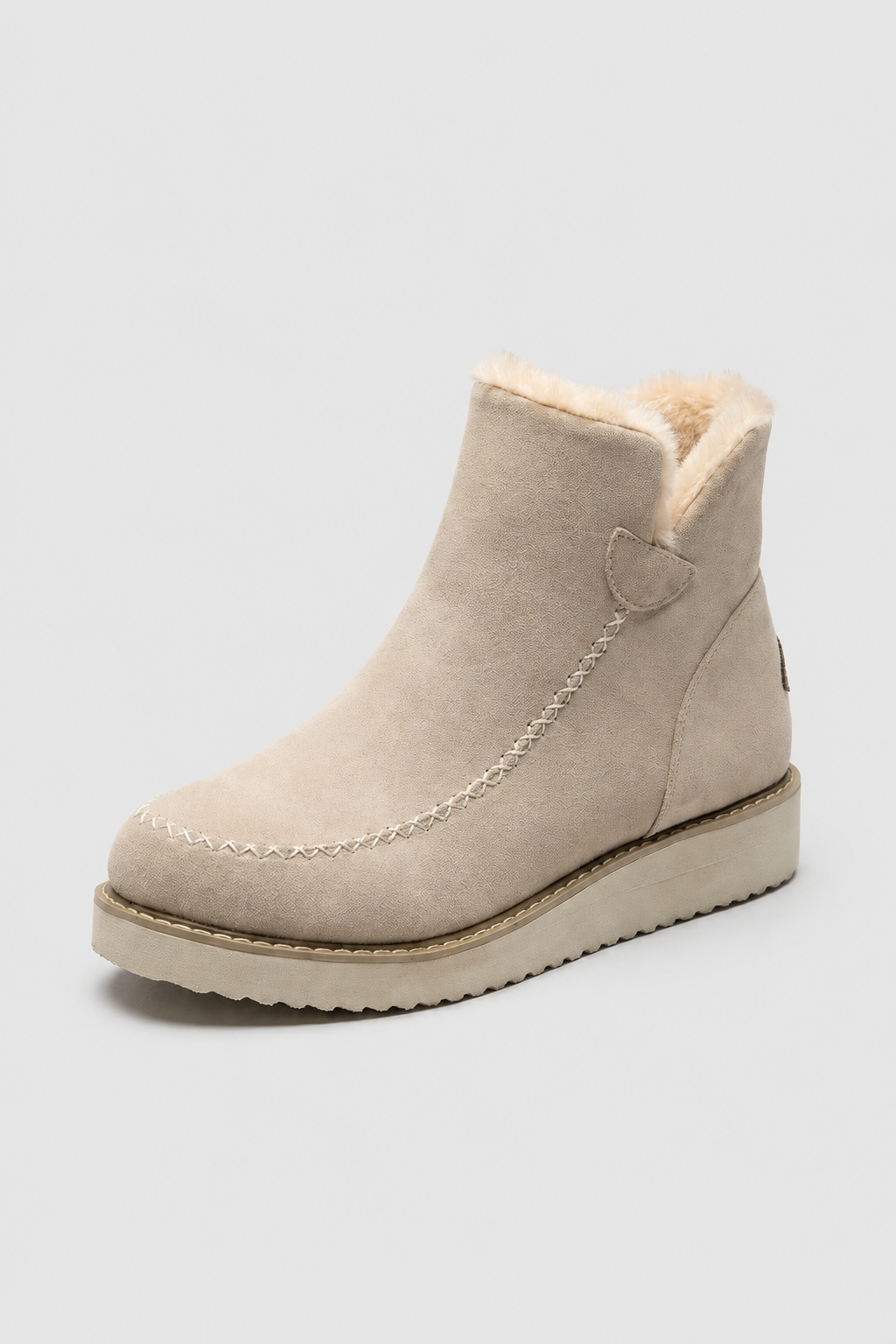 Dame Beige Fuskepelsforede Vinter Ankelstøvler - Varme & Vandtætte