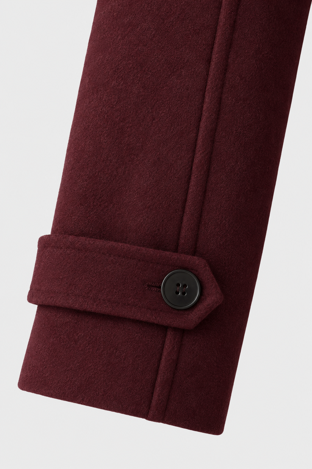 Women's Burgundy Wool Blend Long Trench Coat with Belt & Pockets