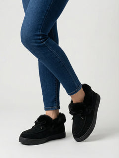 Women's Cozy All-Weather Black Winter Snow Boots