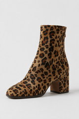 Damen Leopardenmuster Stiefel mit Retro Absatz