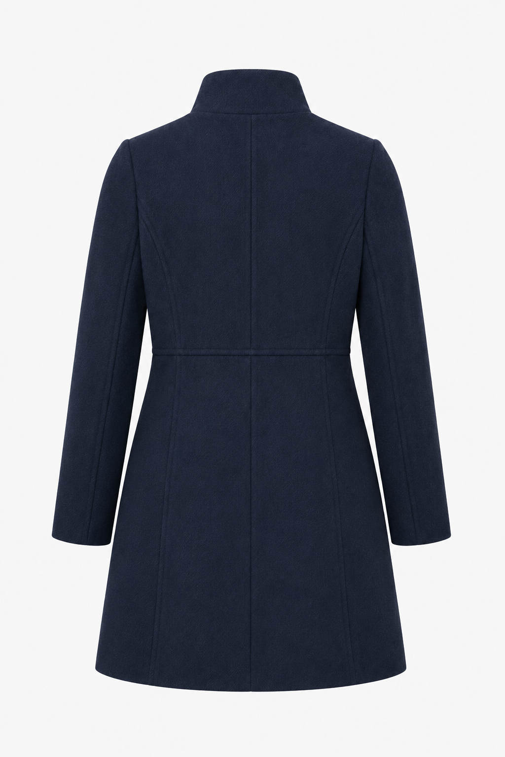 Coat : Women's Navy Blue Double-Breasted Wool Blend Winter Coat in van Vanda Liamo