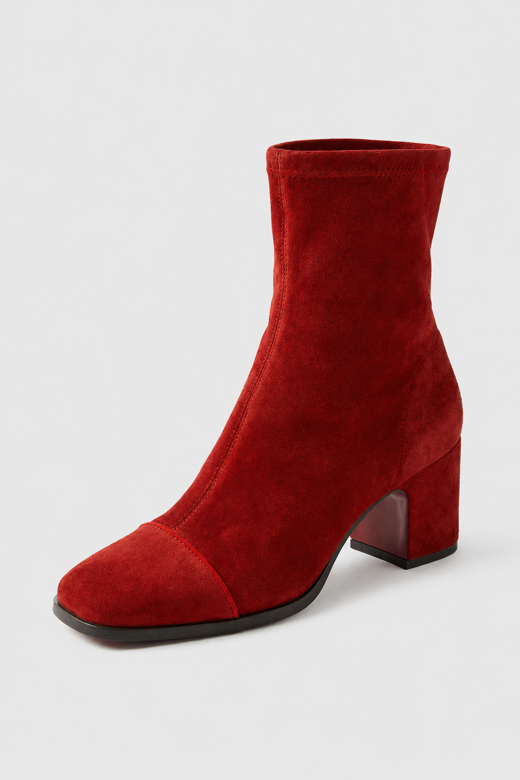 Women's Red Retro Block Heel Mid-Calf Boots - Vintage Style, Comfortable Fit