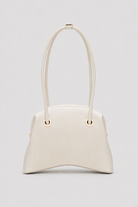 women's shoulder bag : Women’s Structured Hinged Frame Saddle Bag - Modern Minimalist Shoulder Purse in Cream van Vandaliamo