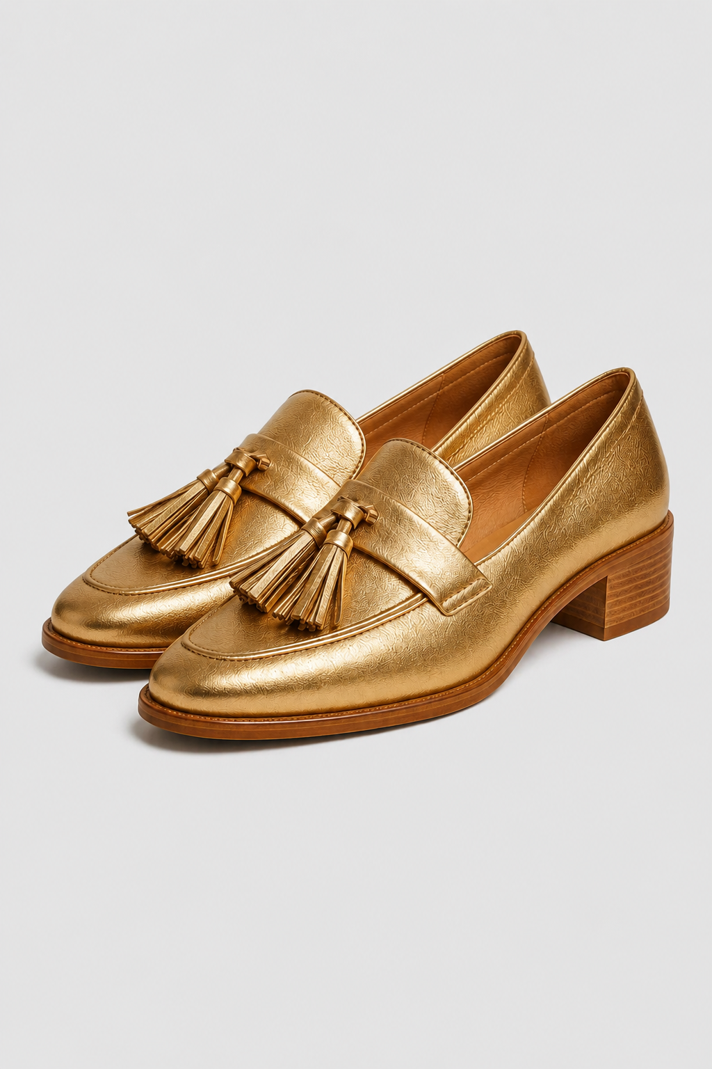 Mocassini da donna con nappine e tacco largo – scarpe slip-on eleganti con tacco basso