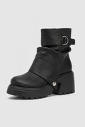 Women’s Black Chunky Lug Sole Ankle Boots