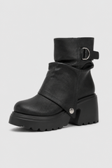Women’s Black Chunky Lug Sole Ankle Boots