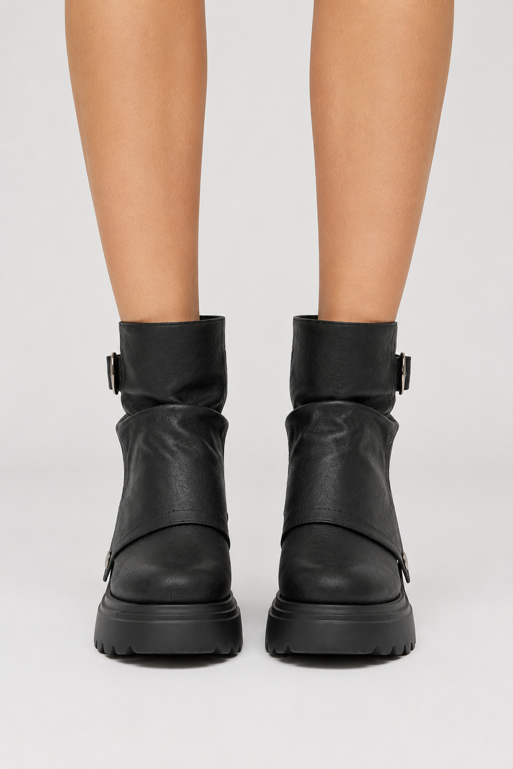 Women’s Black Chunky Lug Sole Ankle Boots