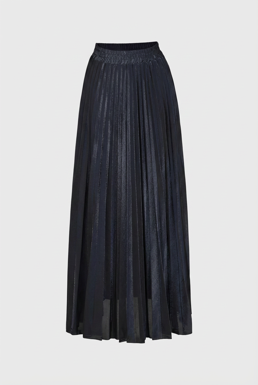 Women's Skirts : Women's Black High-Waisted A-Line Pleated Midi Skirt - Sizes S-XL in van Vanda Liamo