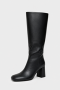 Women’s Black Retro Knee-High Block Heel Boots