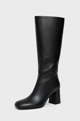 Women’s Black Retro Knee-High Block Heel Boots