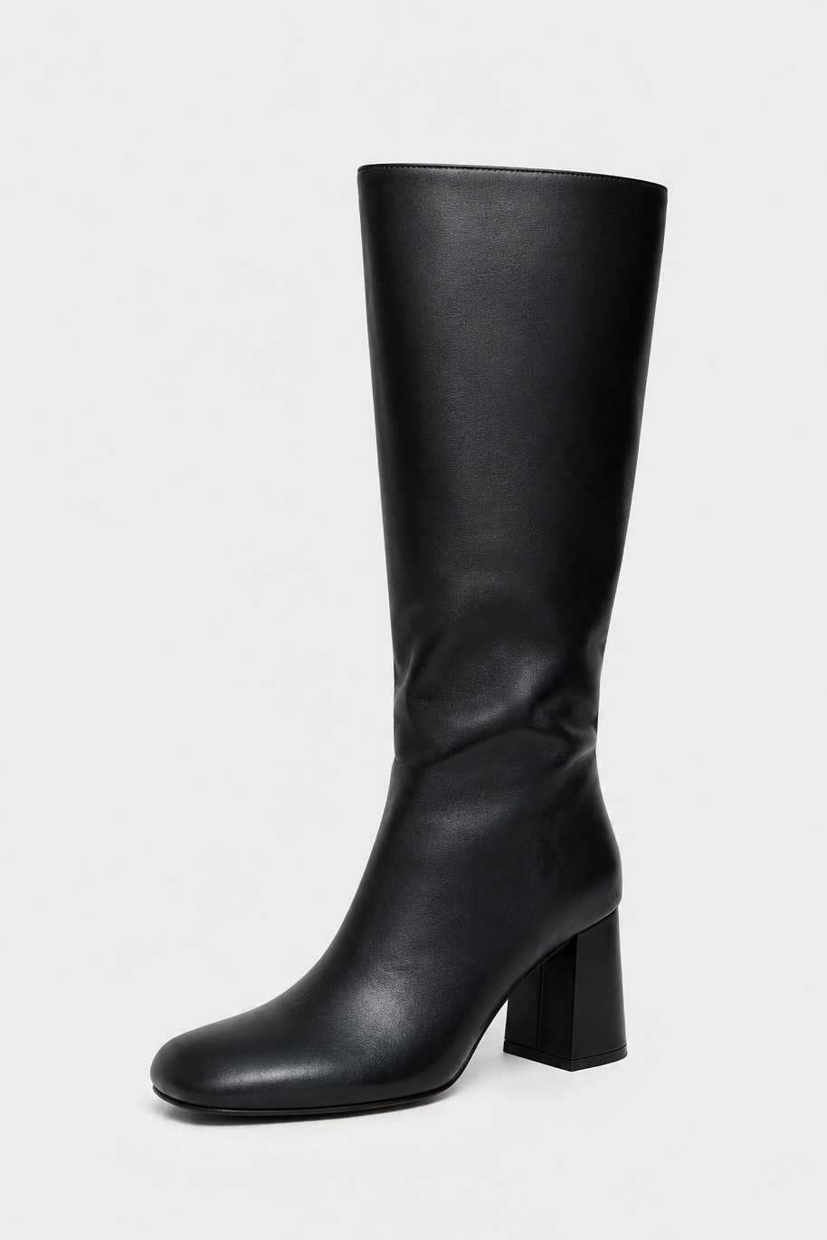 Women’s Black Retro Knee-High Block Heel Boots
