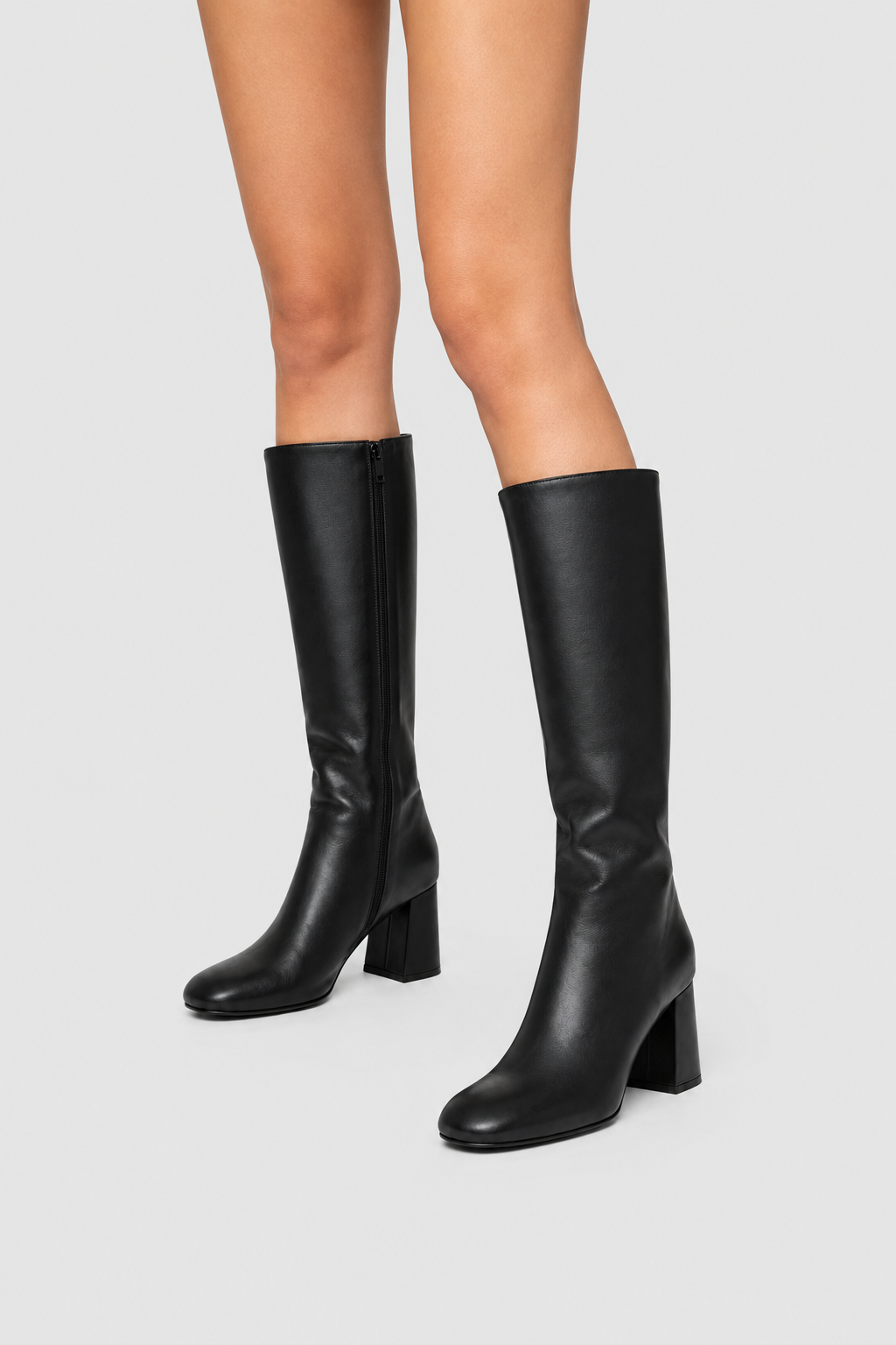 Women’s Black Retro Knee-High Block Heel Boots