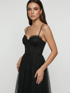 Women's Black Sleeveless Midi Dress with Pockets - Casual & Comfortable Cotton Blend
