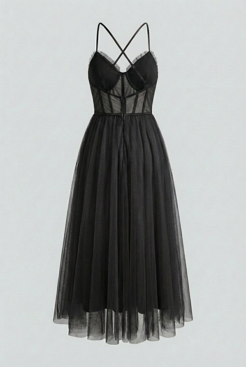 Dresses : Women's Black Sleeveless Midi Dress with Pockets - Casual & Comfortable Cotton Blend in van Vanda Liamo