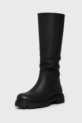Women’s Black Tall Lug Sole Riding Boots – Knee-High Chunky Platform Boots