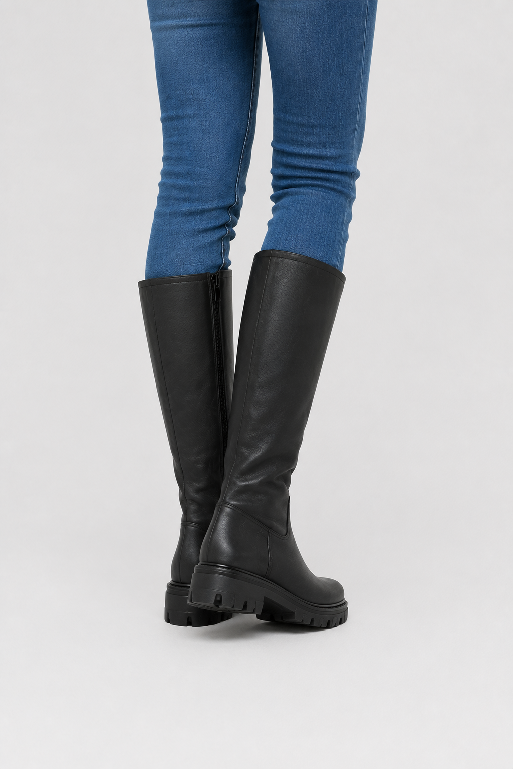 Women’s Black Tall Lug Sole Riding Boots – Knee-High Chunky Platform Boots