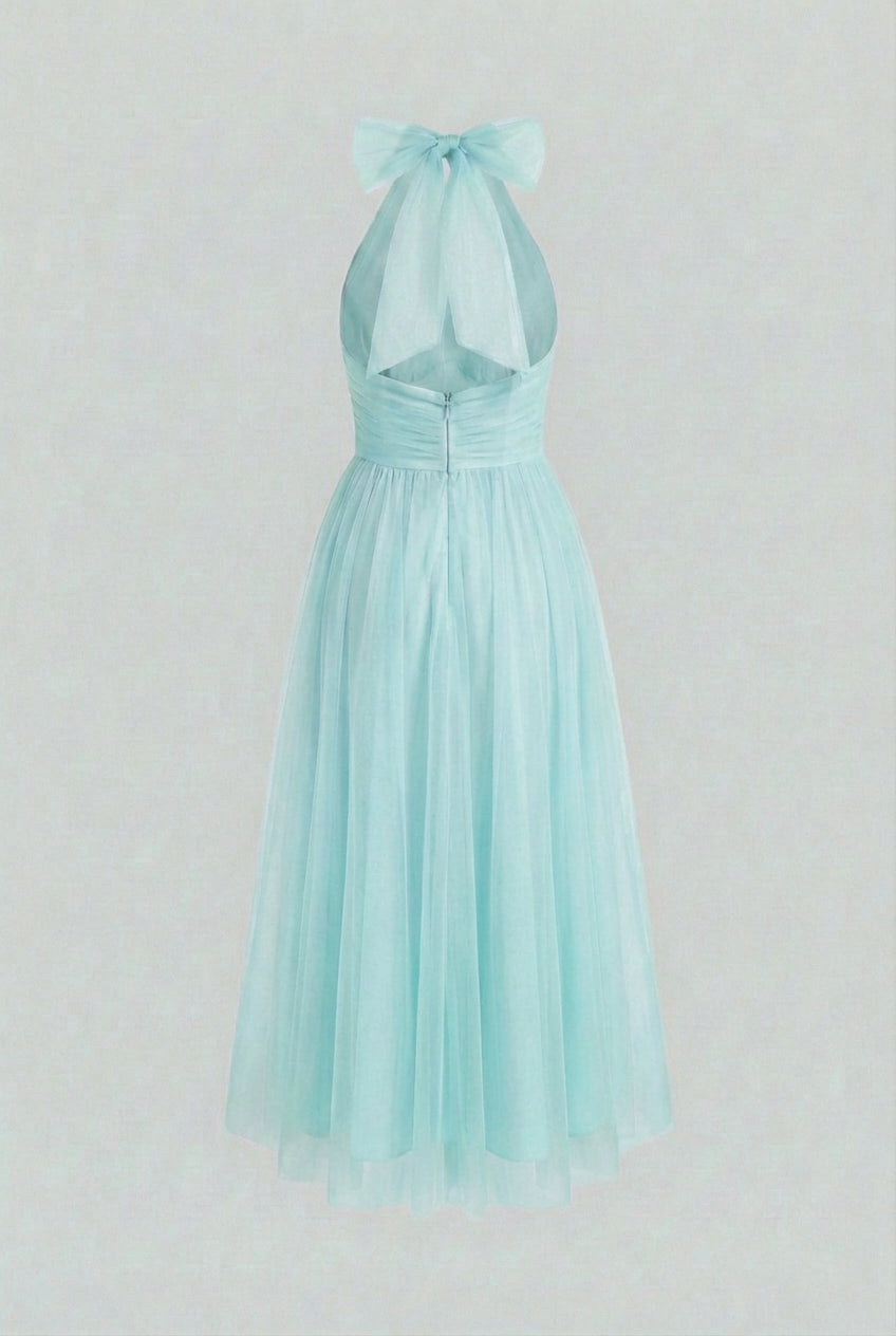 Dresses : Women's Blue Halter Neck Midi Dress in van Vanda Liamo
