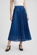 Women's Blue High-Waisted A-Line Pleated Midi Skirt - Sizes S-XL