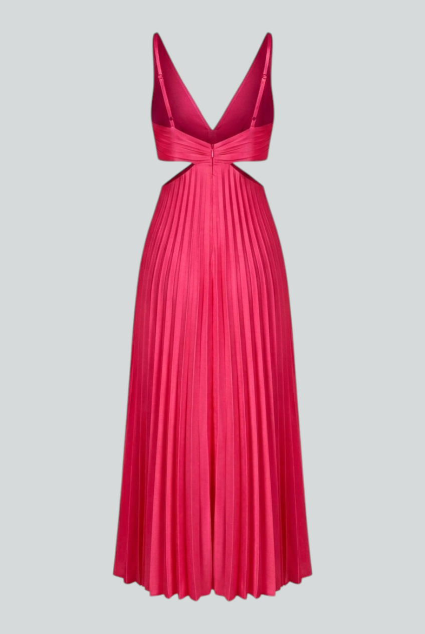 Maxi Dresses : Women’s Blush Pink Pleated Dress – Feminine Flow for Special Moments in van Vanda Liamo