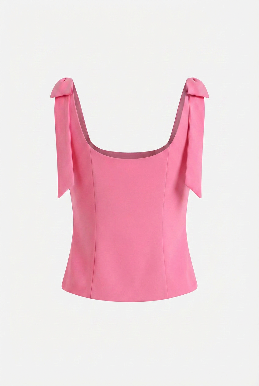 Women's Tops : Women's Pink Slim Bow Cami Top - Sleeveless & Lightweight in van Vanda Liamo