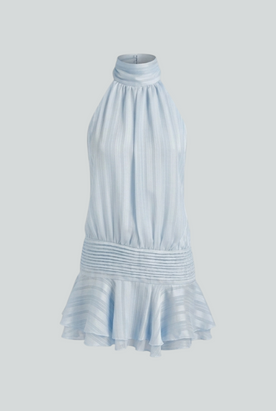 Women's Dresses : Women's Blue V-Neck A-Line Mini Dress - Short Sleeve, Casual Summer Style in Blue van Vanda Liamo