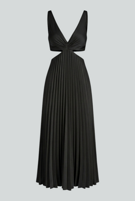 Maxi Dresses : Women’s Classic Black Pleated Dress - Timeless Elegance in Motion in Black van Vanda Liamo