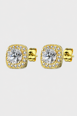 Women’s Classic Cushion Halo Stud Earrings – Lightweight & Timeless Shine