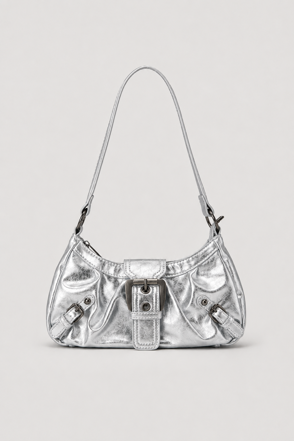 Schoudertas : Women's Crossbody Bag with Adjustable Strap & Spacious Interior in Silver van Vandaliamo