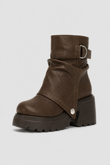 Women’s Dark Brown Chunky Lug Sole Ankle Boots