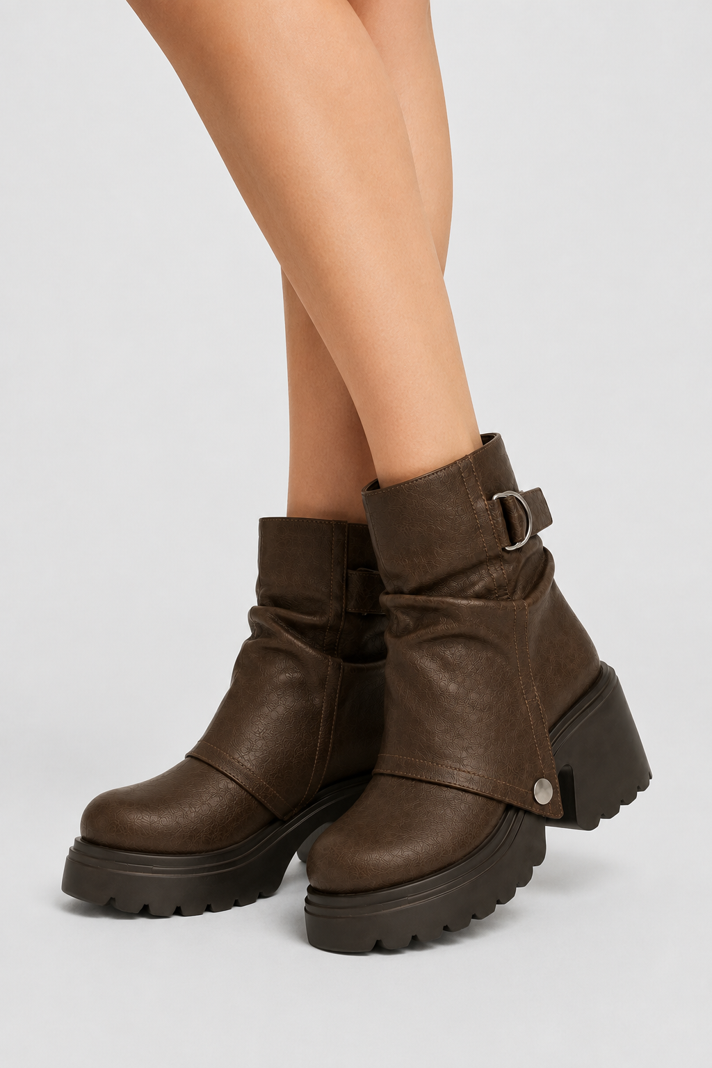 Women’s Dark Brown Chunky Lug Sole Ankle Boots