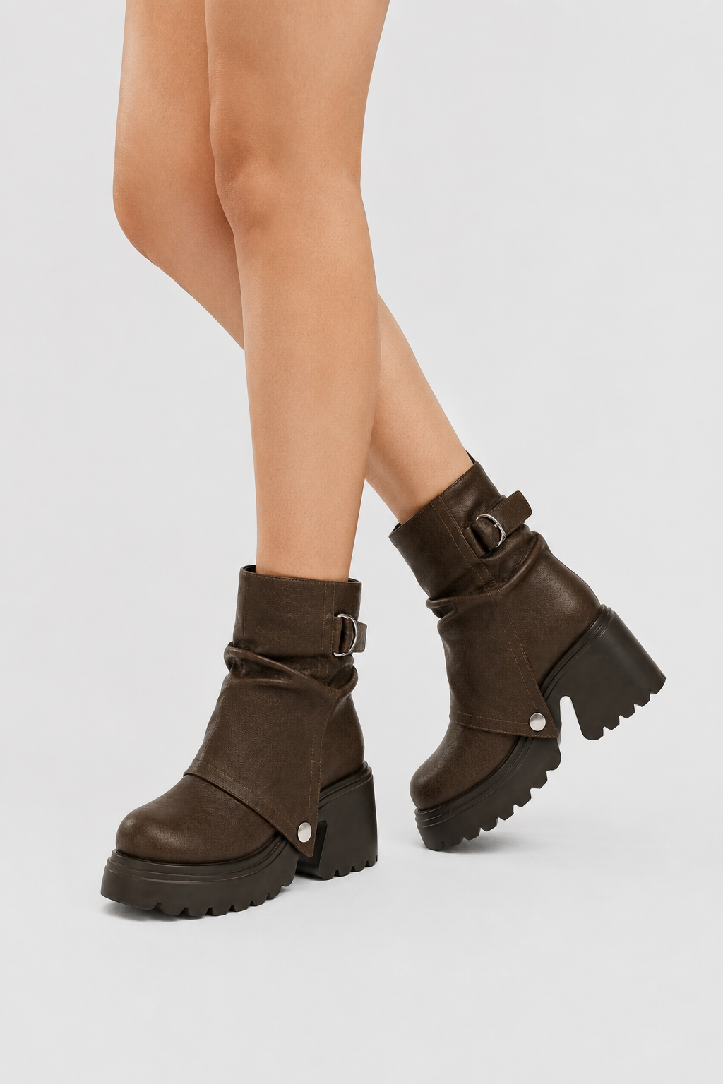 Women’s Dark Brown Chunky Lug Sole Ankle Boots