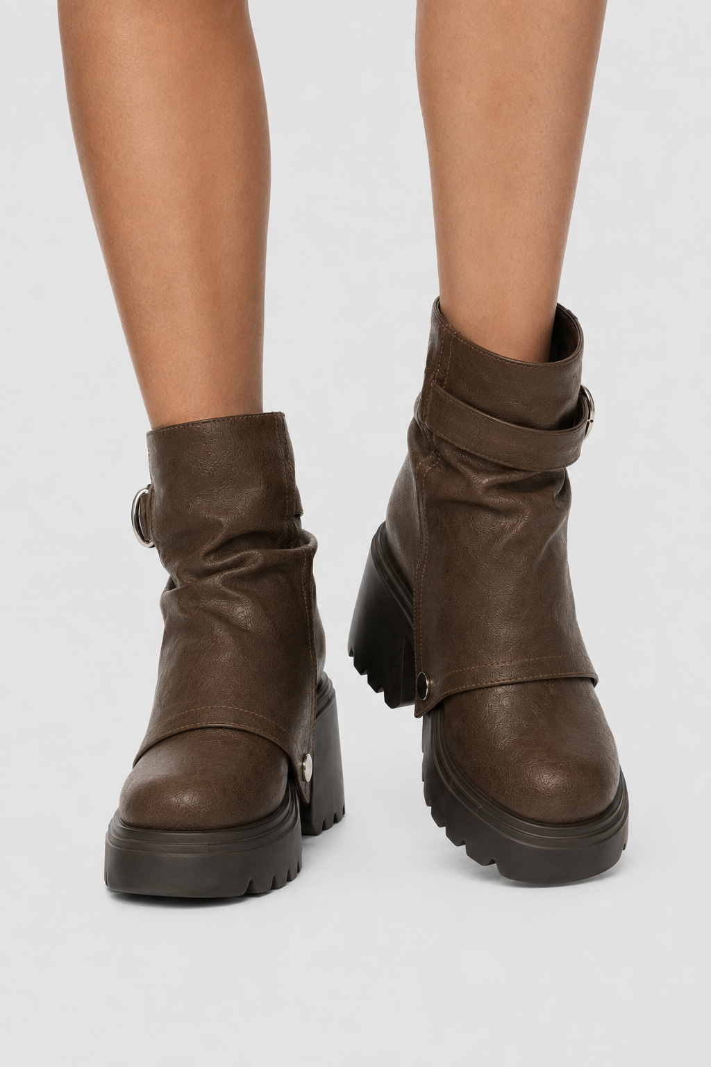 Women’s Dark Brown Chunky Lug Sole Ankle Boots