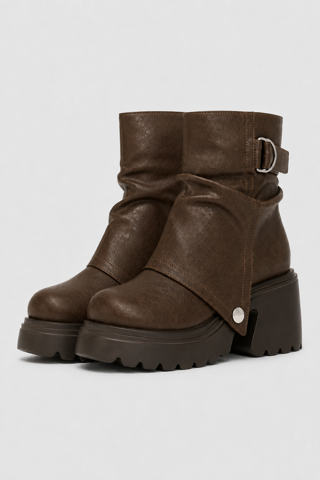 Women’s Dark Brown Chunky Lug Sole Ankle Boots