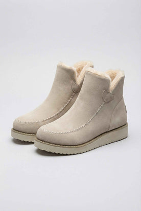 Women's Boots : Women's Beige Faux Fur Lined Winter Ankle Boots - Warm & Waterproof in Beige One Size van Vanda Liamo
