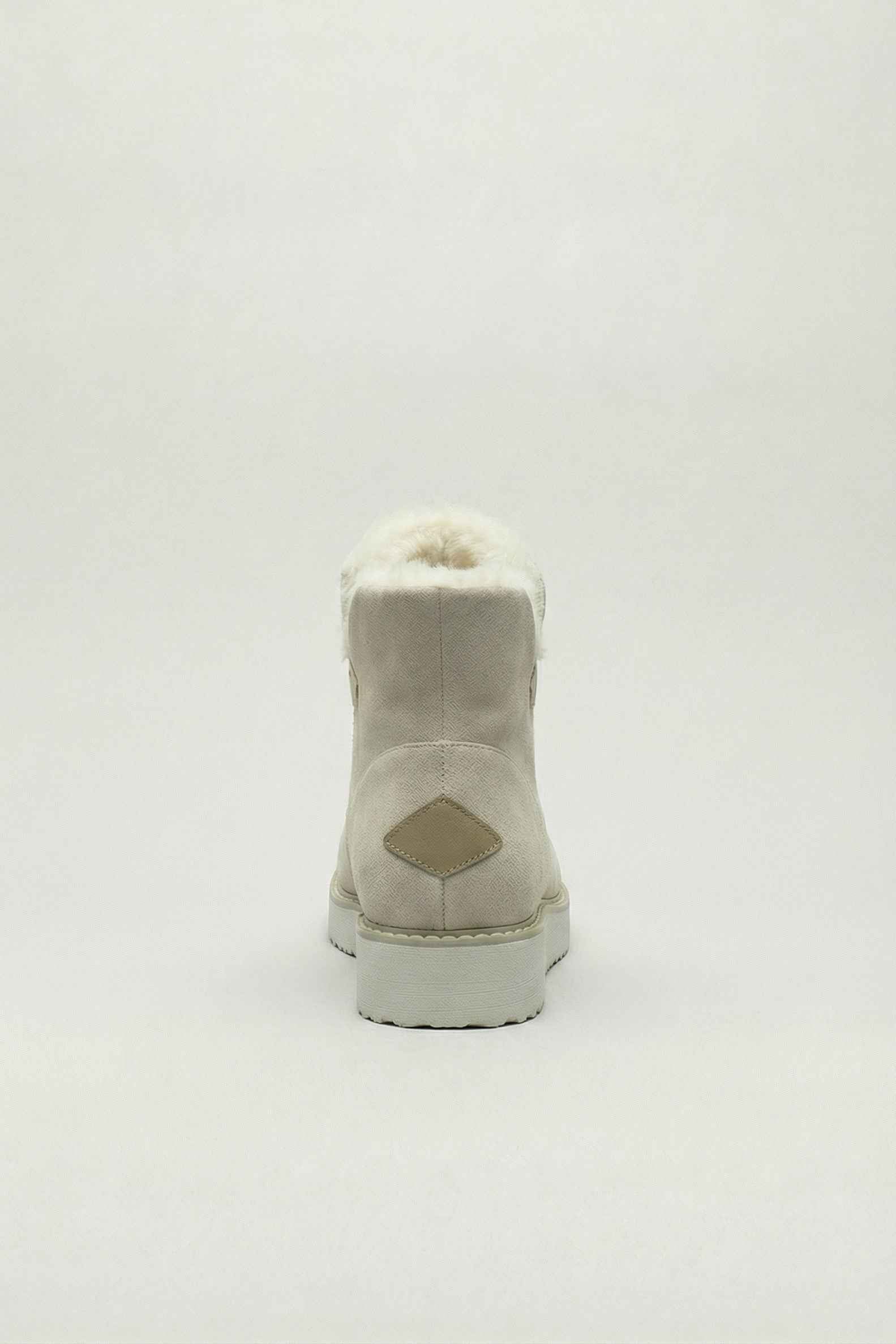 Women's Boots : Women's Beige Faux Fur Lined Winter Ankle Boots - Warm & Waterproof in van Vanda Liamo