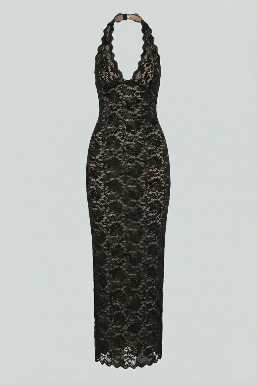 Women's Dresses : Women's Elegant Black Lace Maxi Dress - Perfect for Evening & Formal Occasions in van Vanda Liamo