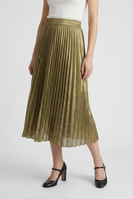 Women's Skirts : Women's Gold Pleated Maxi Skirt for Evening & Formal Occasions in van Vanda Liamo