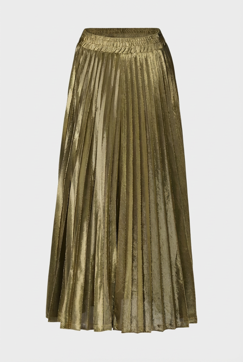 Women's Skirts : Women's Gold Pleated Maxi Skirt for Evening & Formal Occasions in van Vanda Liamo