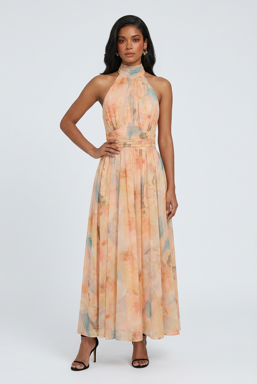 Women’s Dresses : Women's Halterneck Maxi Sundress - Flowy & Lightweight for Summer Beach Vacations in van Vanda Liamo