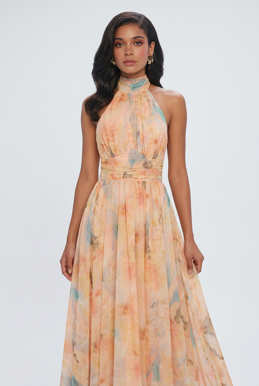 Women’s Dresses : Women's Halterneck Maxi Sundress - Flowy & Lightweight for Summer Beach Vacations in van Vanda Liamo